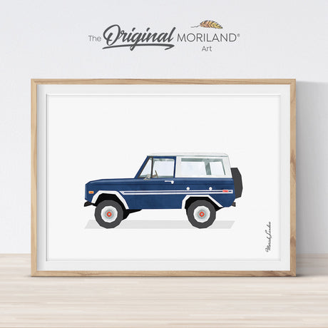 Bronco Dark Blue Classic Car Print, Printable Wall Art, Transportation Wall Art, Girl Room Poster, Nursery Watercolor Decor, Car Print, MORILAND®