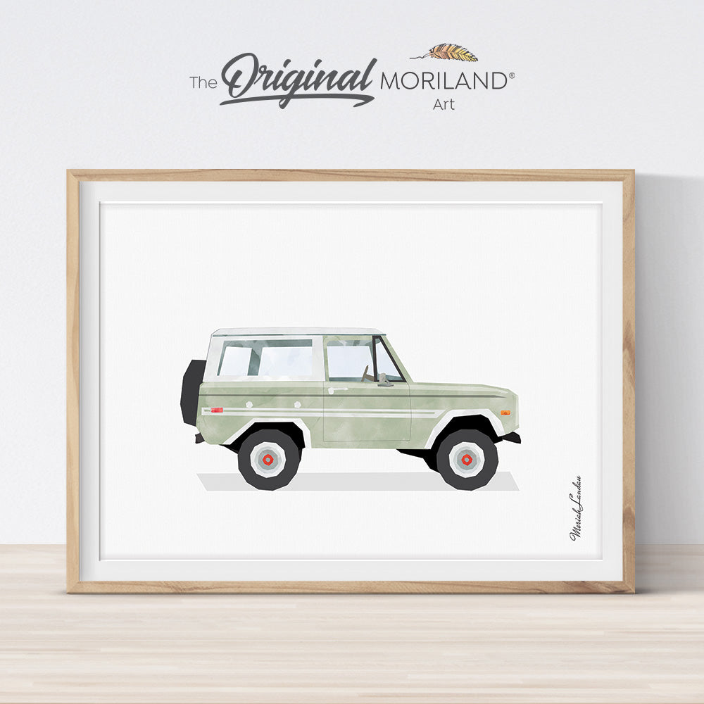 watercolor sage green bronco wall art print by MORILAND