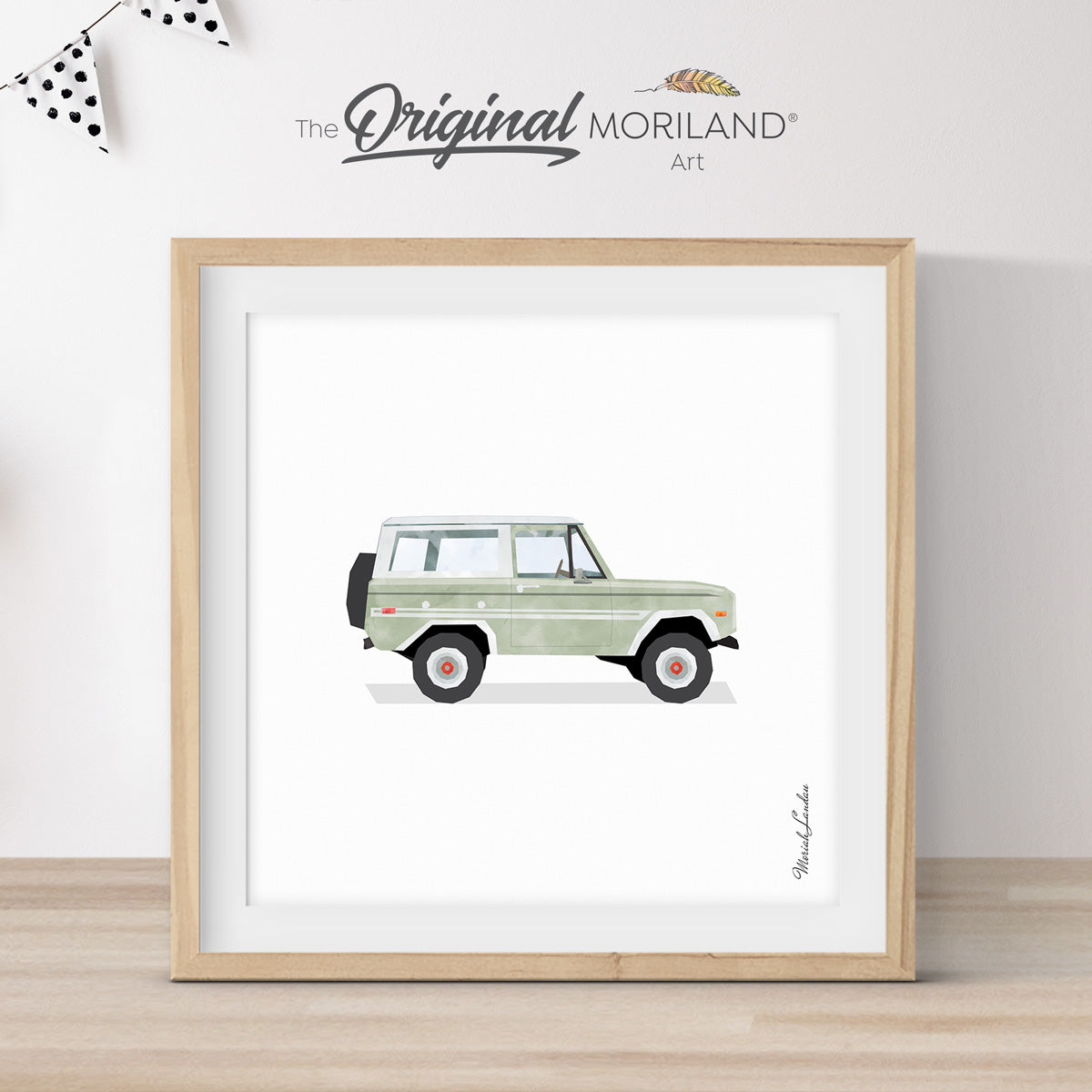 Sage Green Watercolor Classic Car Print - Printable Art