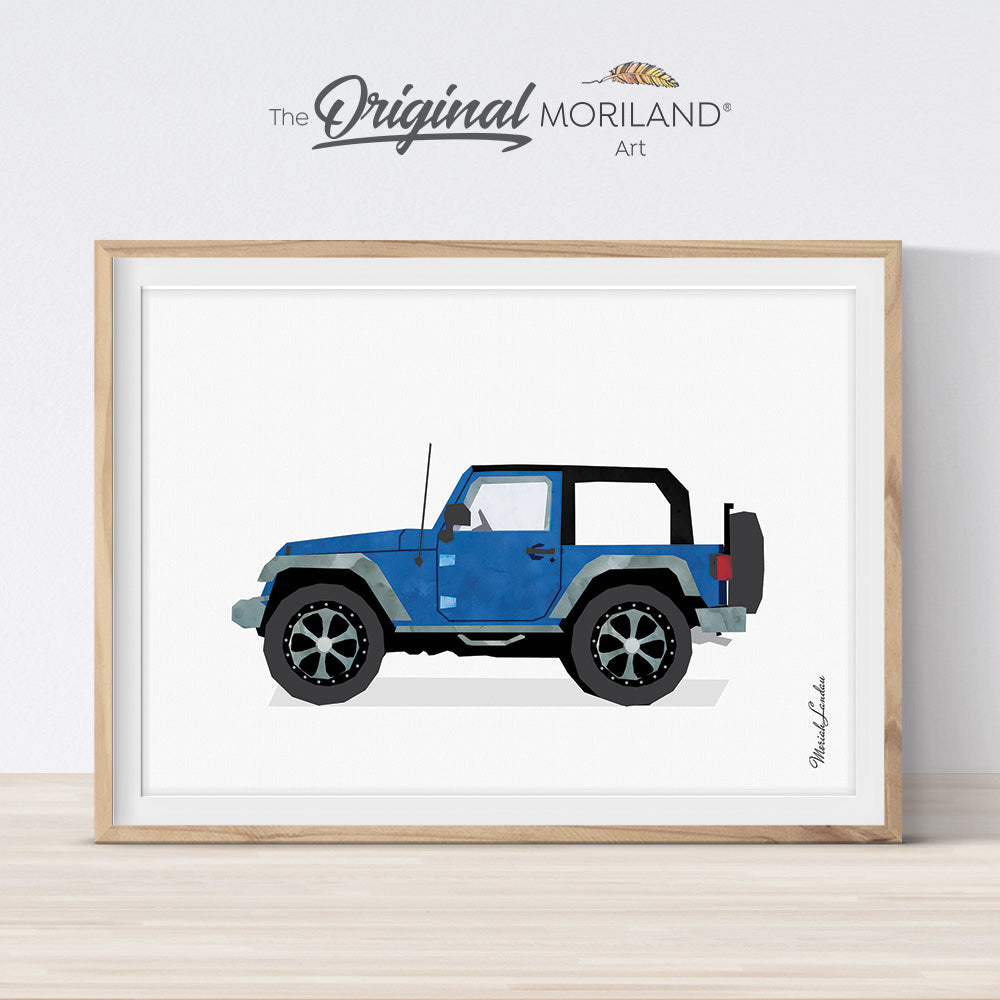 Jeep - SUV Print, SUV Wall Art, Gender Neutral Nursery, Transportation Wall Art, Watercolor Art, Vehicle Wall Art, Toddler Room Decor, Teen Girl Gift, SUV Print, Printable SUV Wall Art, Watercolor, Vehicle Wall Art, Toddler Room Decor, Classic Car, MORILAND