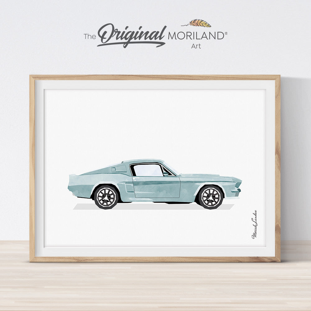 Pale Blue Muscle Car Print - Printable Art