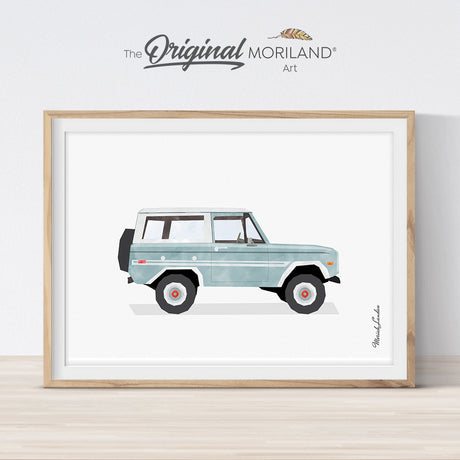 Pale Blue Vintage SUV Print - Printable Art - Girl Room Poster wall art