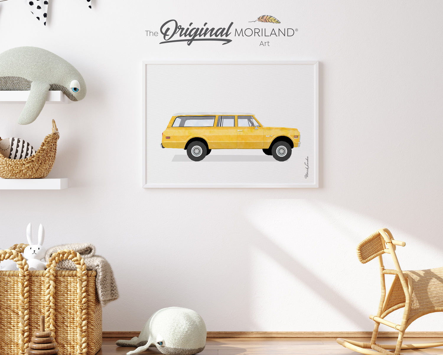 Yellow Classic Station Wagon Car Print - Printable Art