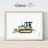 Sage Green Crawler Bulldozer Print - Printable Art