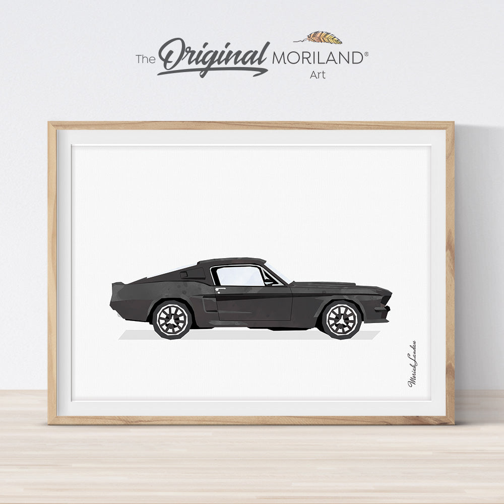 black muscle car poster