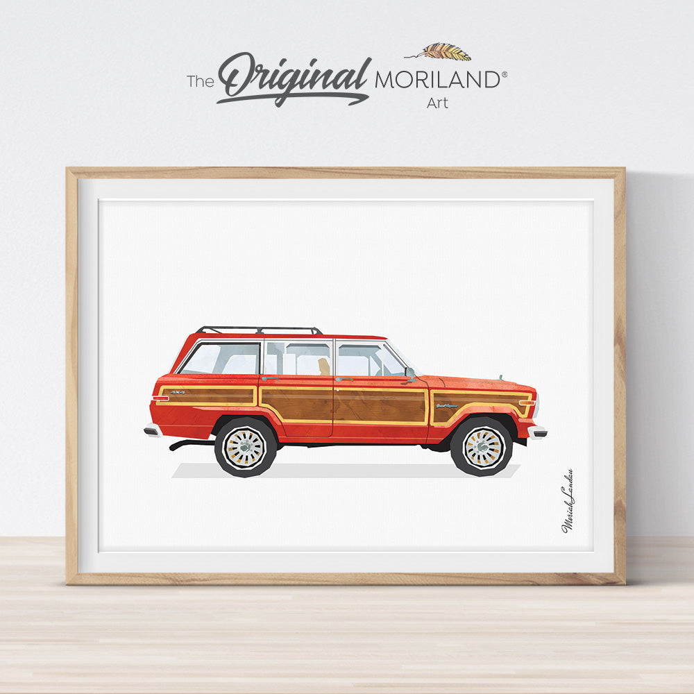red jeep Wagoneer wall art print by MORILAND