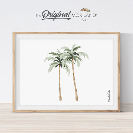 Palm Trees Print | Horizontal, Printable Surf Wall Art, Surf Nursery Decor, Coastal Bedroom Poster, Sage Green, Boho Beach Decor | MORILAND®