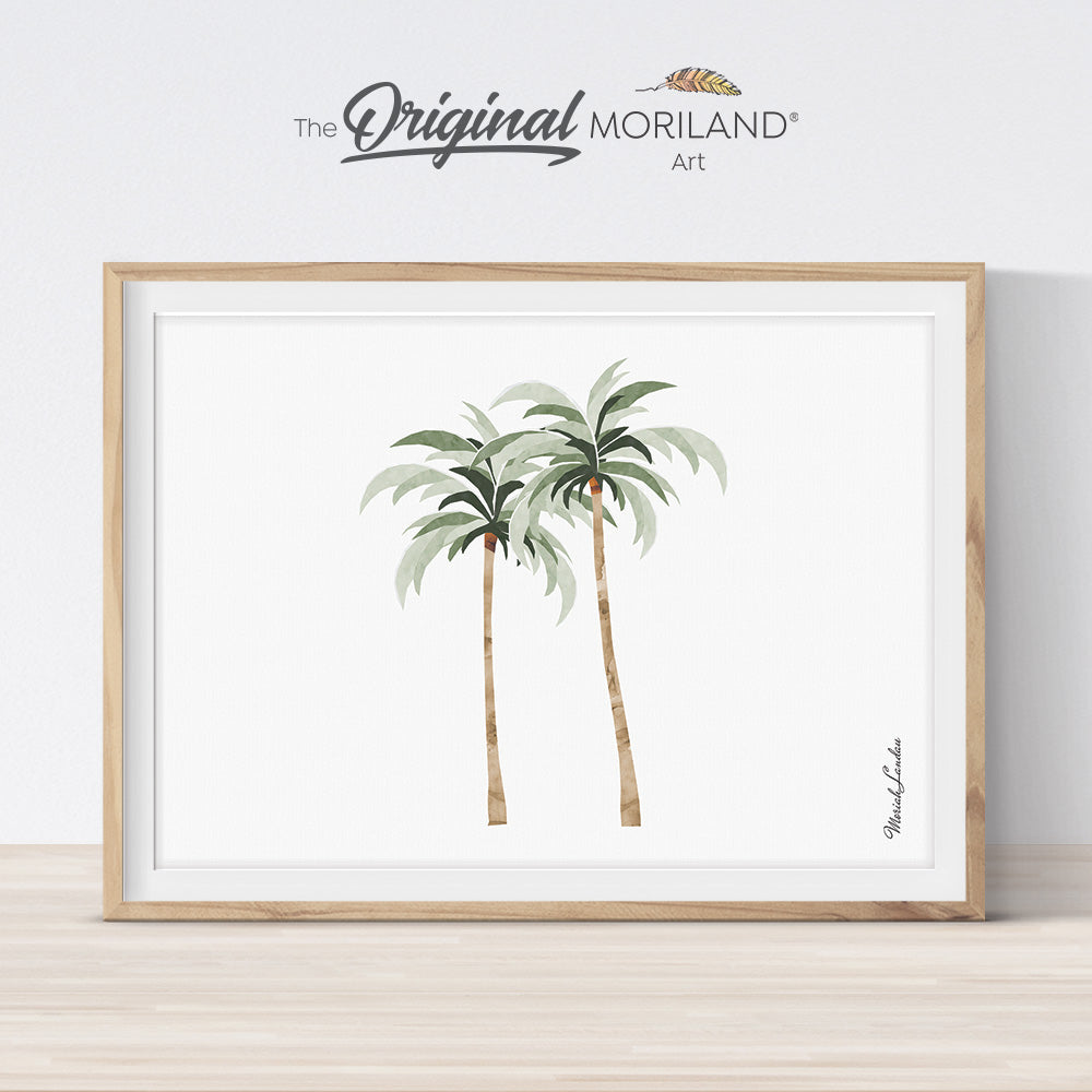 Palm Trees Print | Horizontal, Printable Surf Wall Art, Surf Nursery Decor, Coastal Bedroom Poster, Sage Green, Boho Beach Decor | MORILAND®