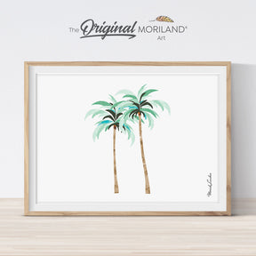 Palm Trees Print | Horizontal, Printable Surf Wall Art, Surf Nursery Decor, Coastal Bedroom Poster, Mint Green, Boho Beach Decor | MORILAND®