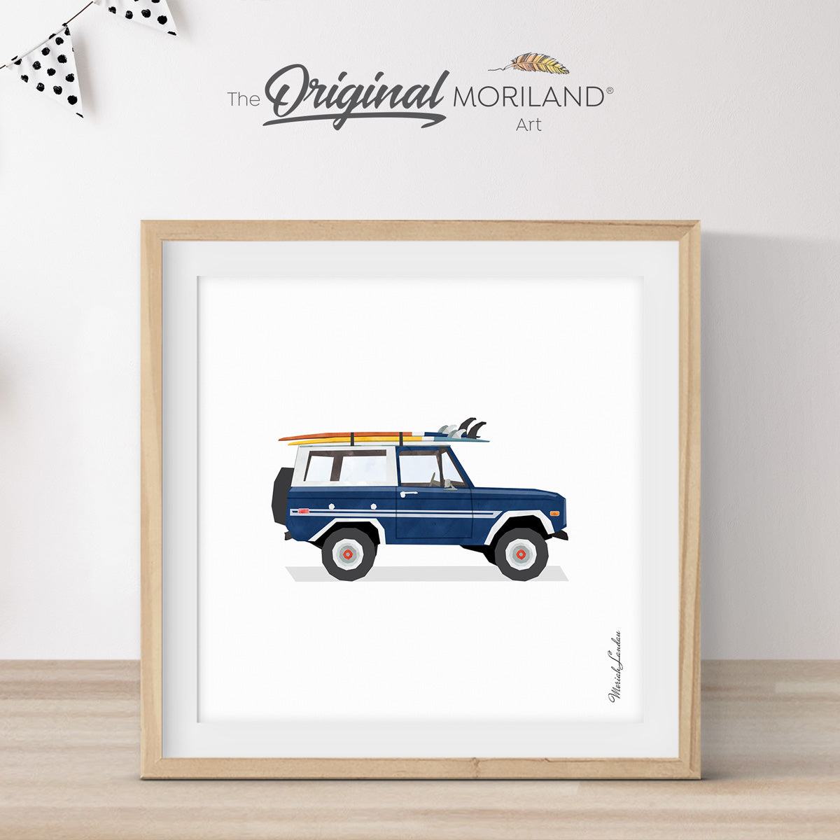 Dark Blue Surf Car Print - Printable Art