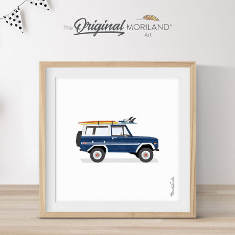 Dark Blue Surf Car Print - Printable Art