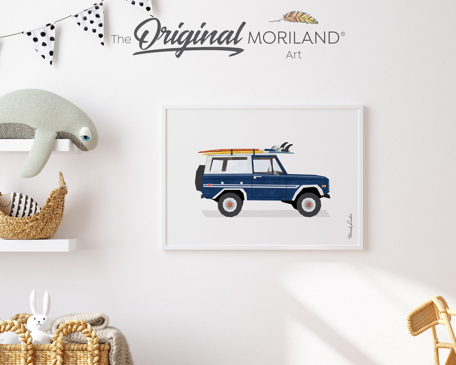 Dark Blue Surf Car Print - Printable Art