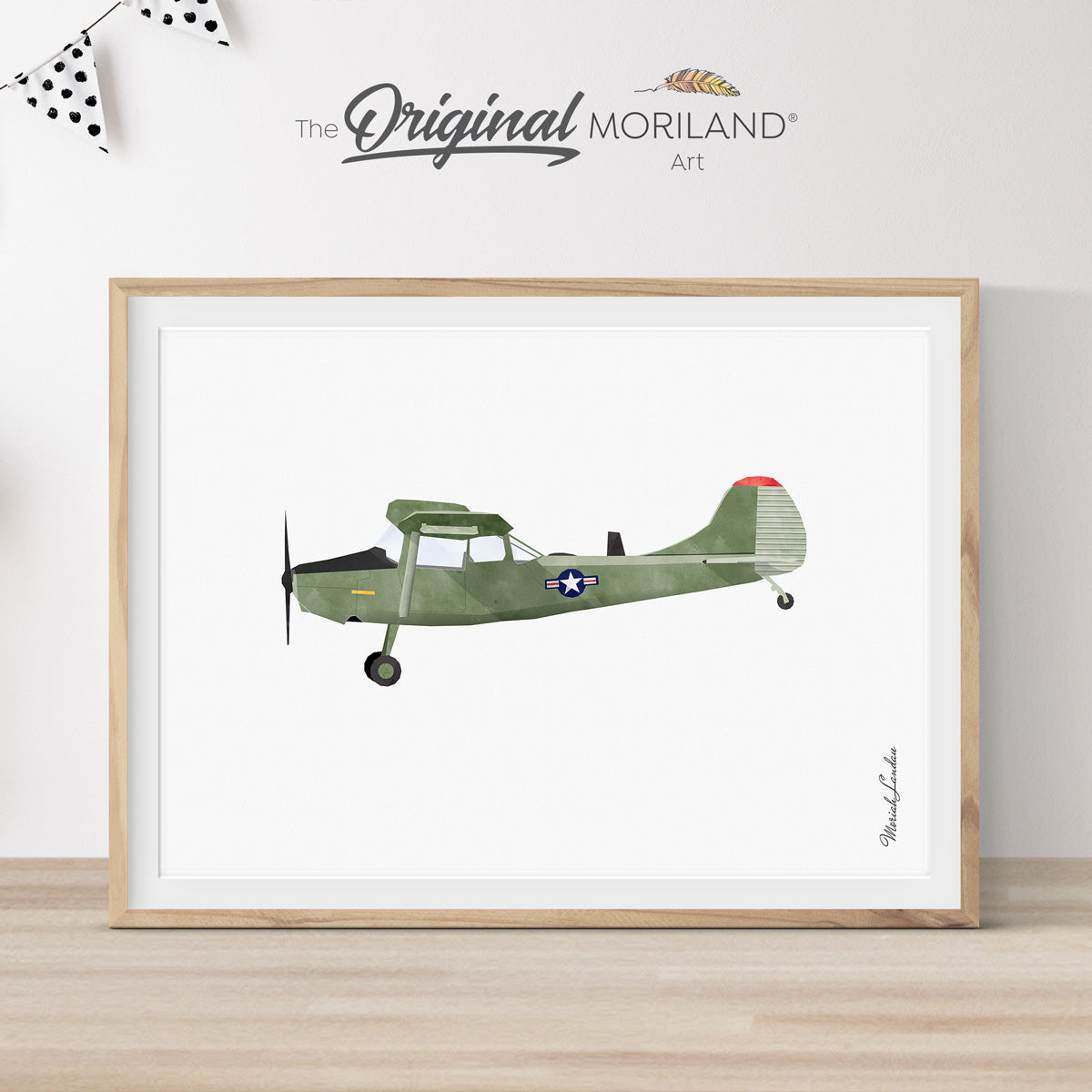 Green Army Observation Aircraft Print - Printable Art