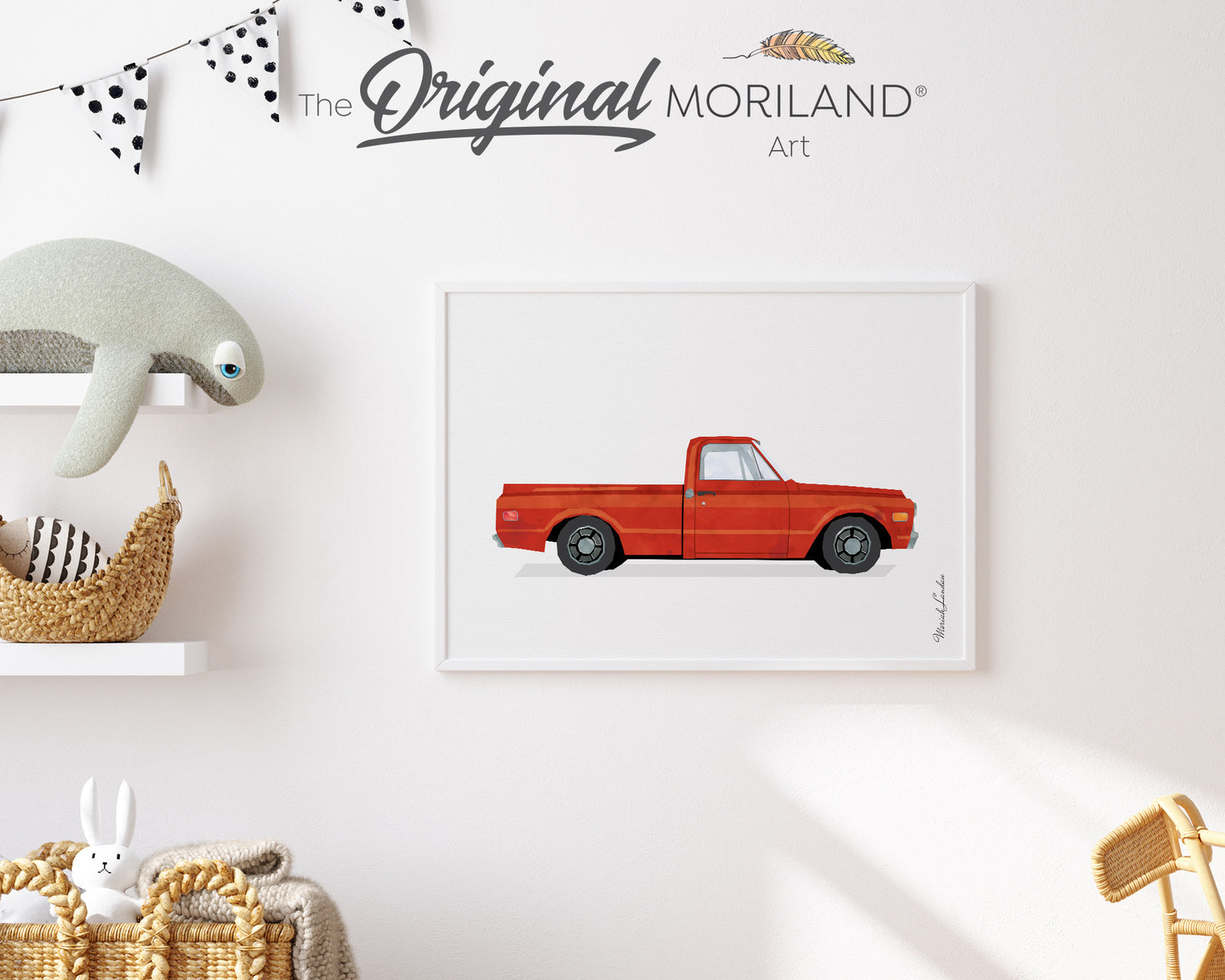 Red Classic Pickup Truck Print - Printable Art