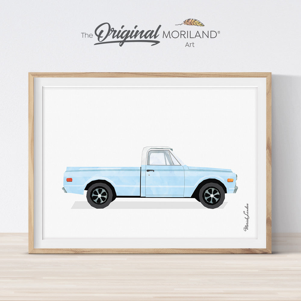 Baby Blue Classic Pickup Truck Print - Printable Art