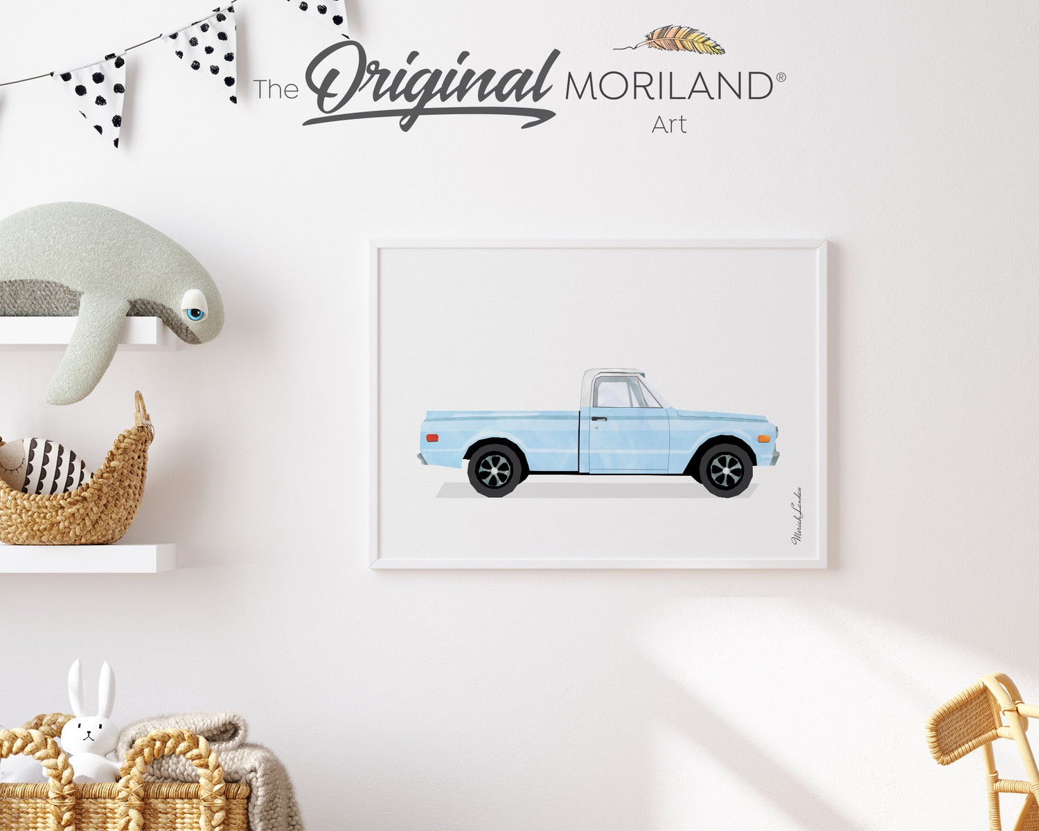 Baby Blue Classic Pickup Truck Print - Printable Art