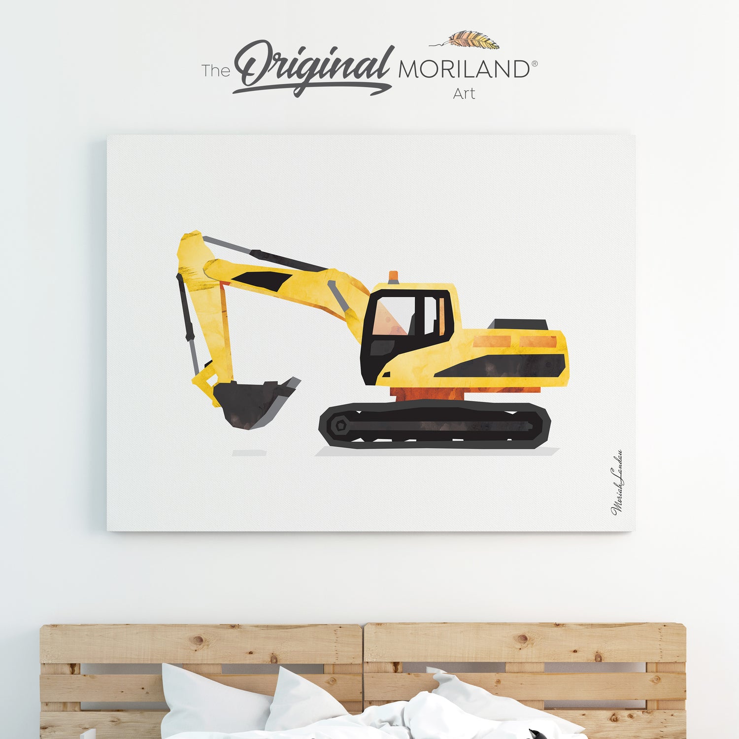 Digger Excavator Canvas Print for Boy Room Decor