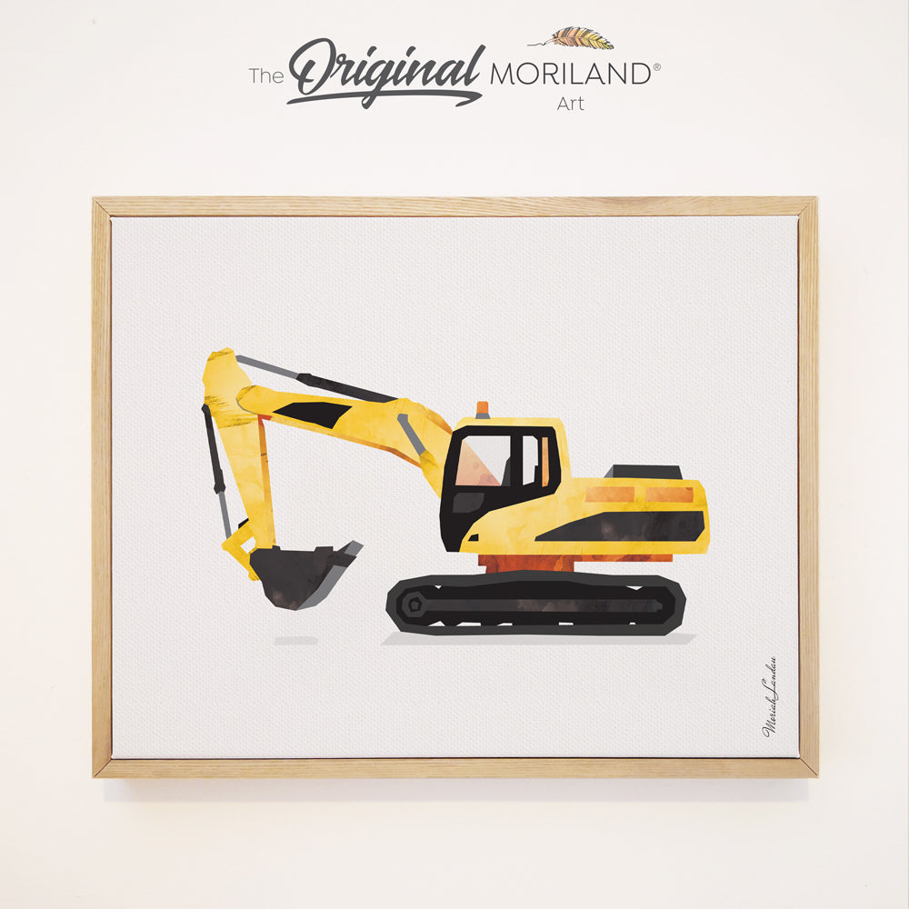 Excavator - Framed Canvas Print