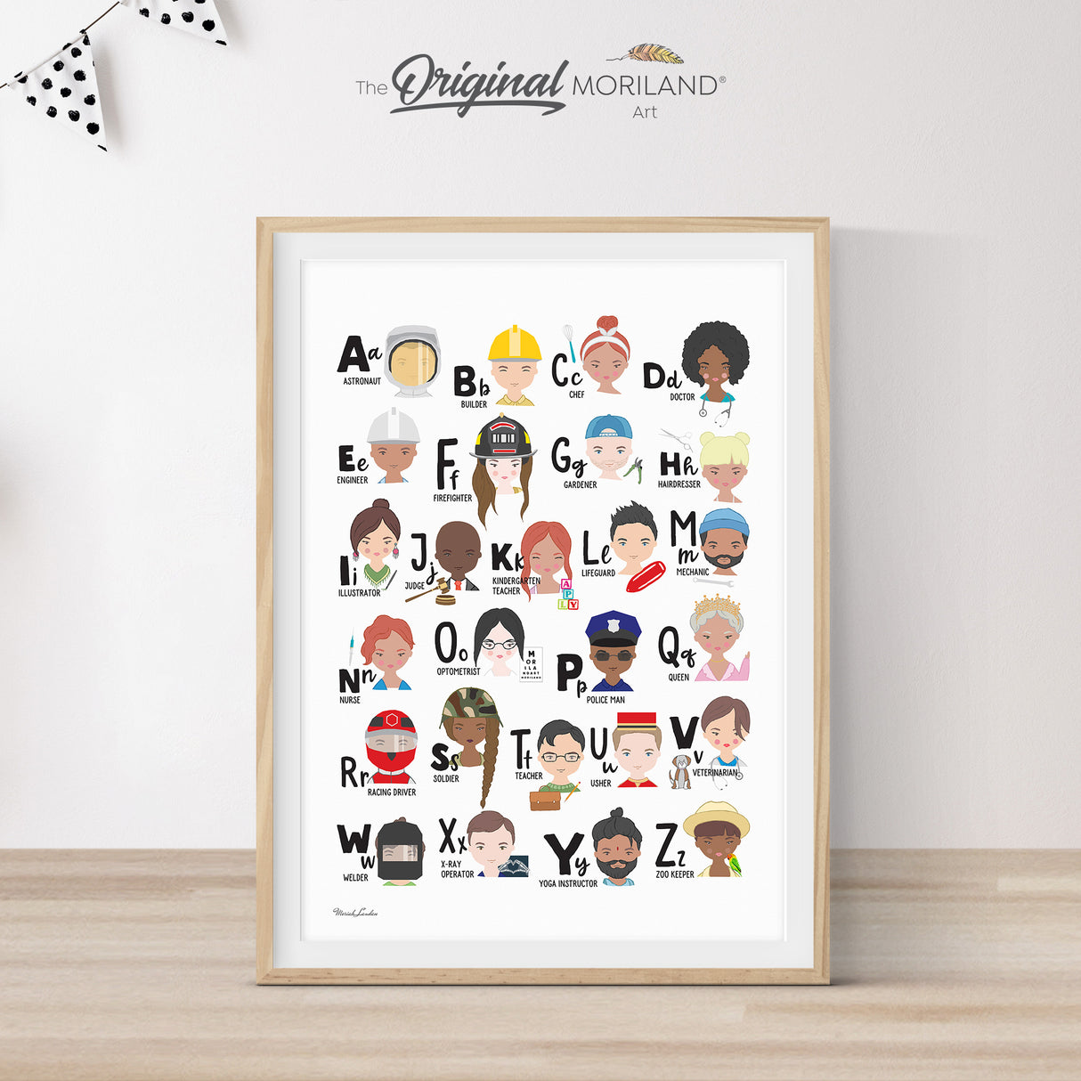 Educational Jobs Alphabet Print - Printable Art, Professions ABC, Learning the Alphabet, Classroom Décor, Homeschool Activities, Playroom Wall Art | MORILAND®