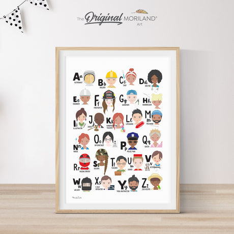 Educational Jobs Alphabet Print - Printable Art, Professions ABC, Learning the Alphabet, Classroom Décor, Homeschool Activities, Playroom Wall Art | MORILAND®