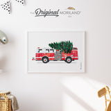 Christmas Fire Truck Print - Printable Art