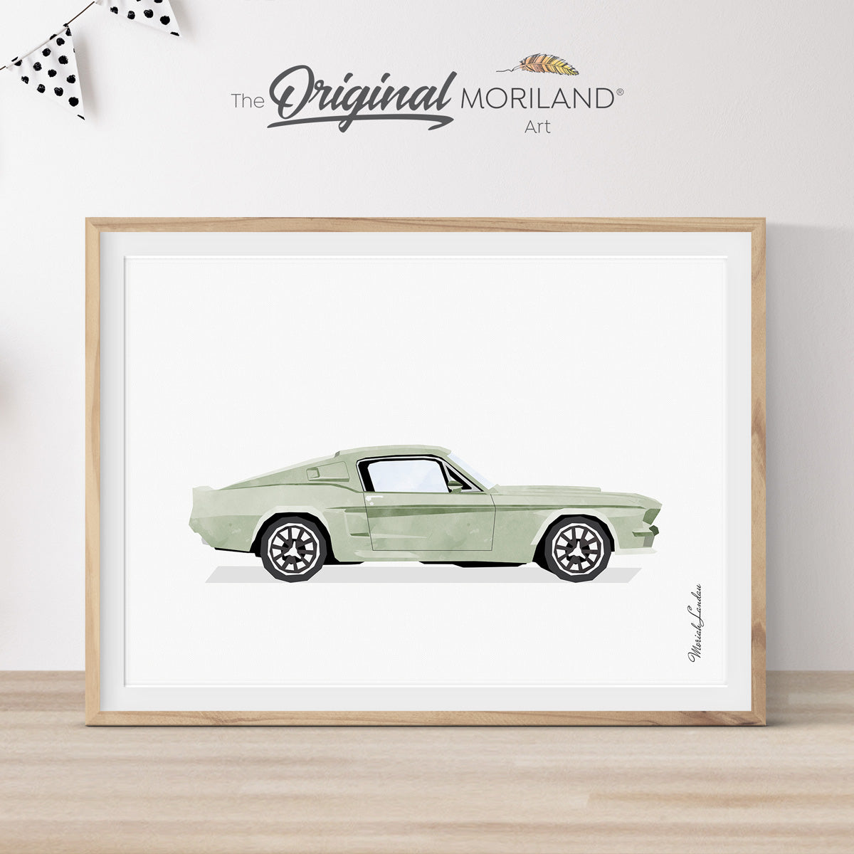 Sage Green Sporty Classic Car Print - Printable Art