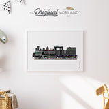 Gray Steam Locomotive Train Print - Printable Art