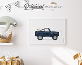 Navy Blue Classic Truck With Labrador Retriever Dog Print - Printable Art