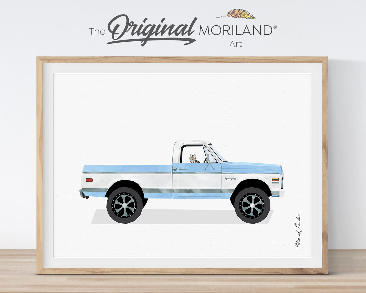 Pets & Classic Cars Art Prints - Printable Set of 6 - LAND142