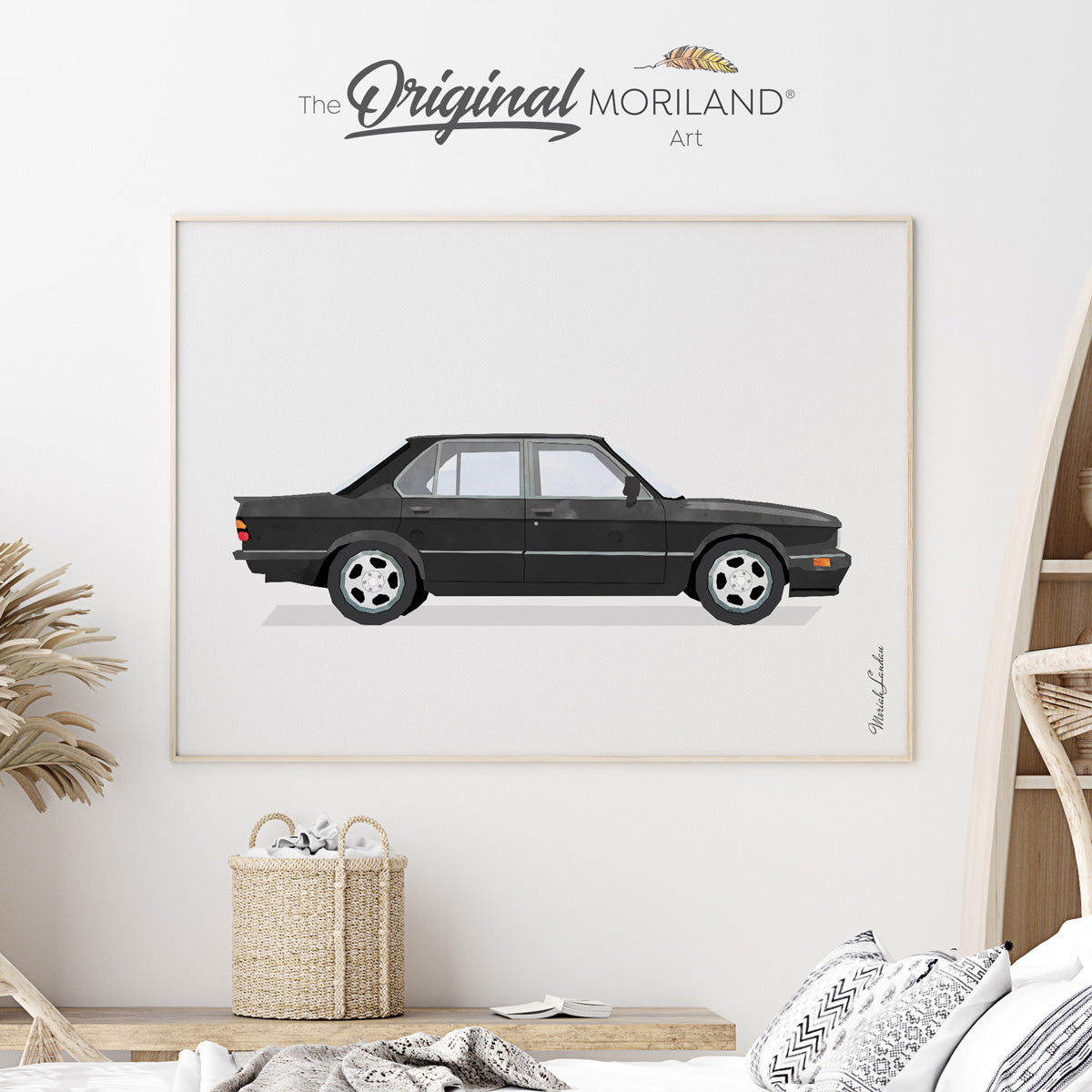 Black Classic Compact Luxury Car Fine Art Paper Print