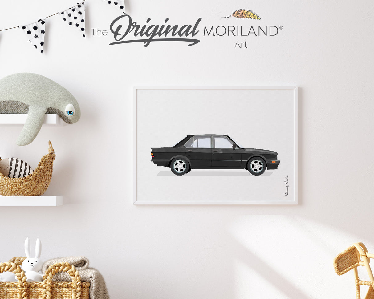 Black Classic Compact Luxury Car Print - Printable Art