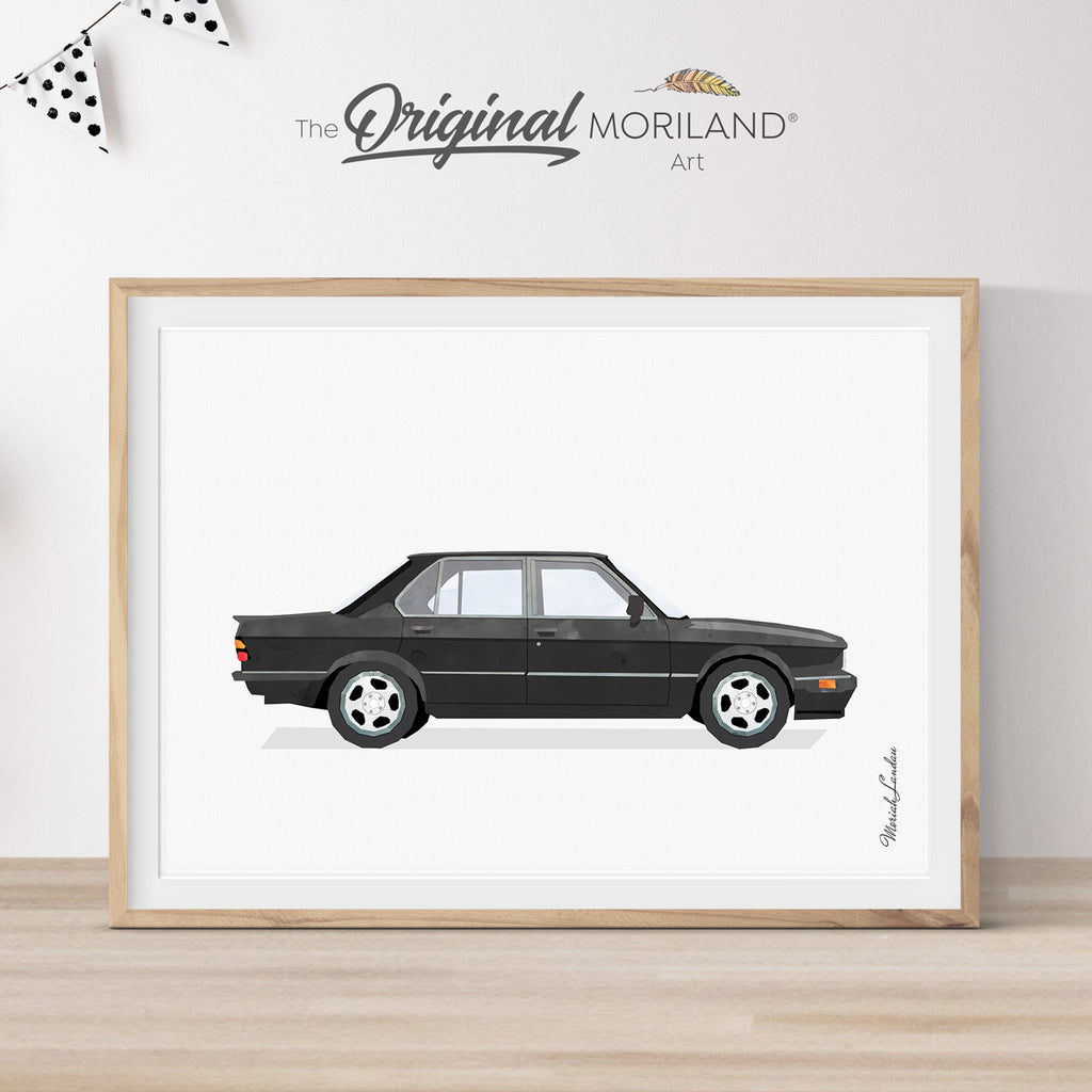 BMV Black Classic Compact Luxury Car Print - Printable Art Gift for him, father's day gift, boy bedroom wall decor