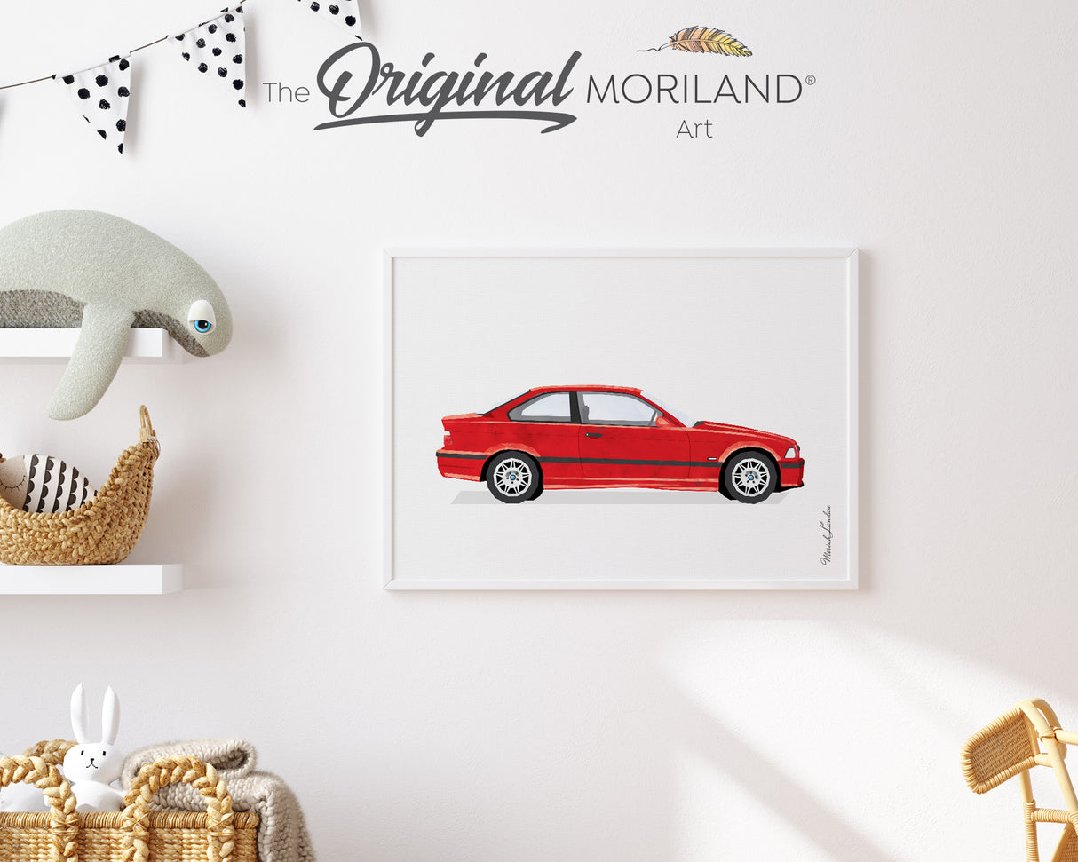 Red Classic Compact Luxury Car Print - Printable Art