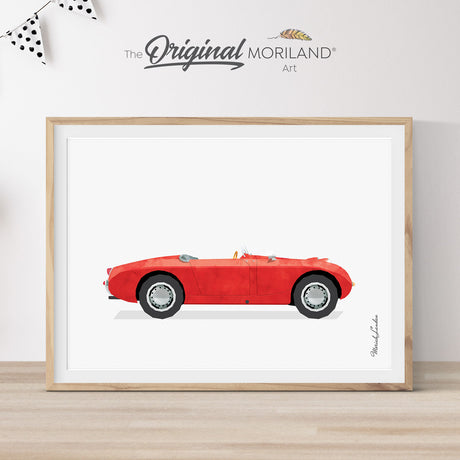 Red Open Classic Sports Car Car Print - Printable Art by MORILAND