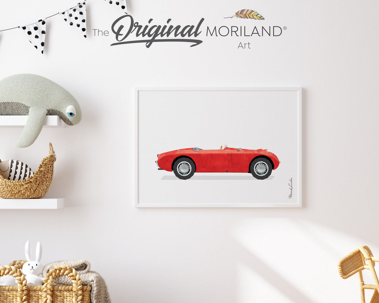 Red Open Classic Sports Car Print - Printable Art