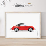 Red Classic Sports Car Automobile Print - Printable Art, Porsche, Gift for him, fathers day gift car idea