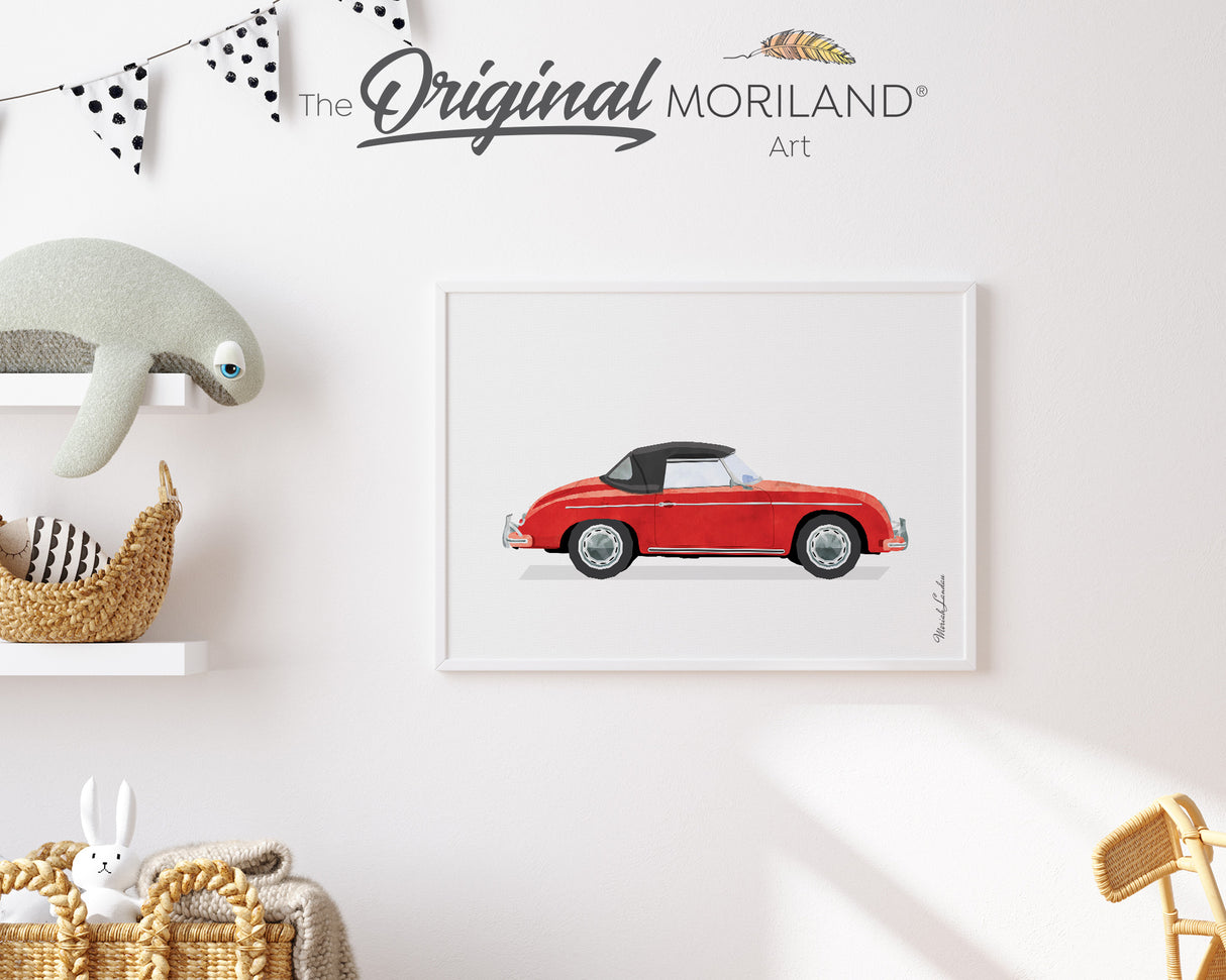 Red Classic Sports Car Automobile Print - Printable Art