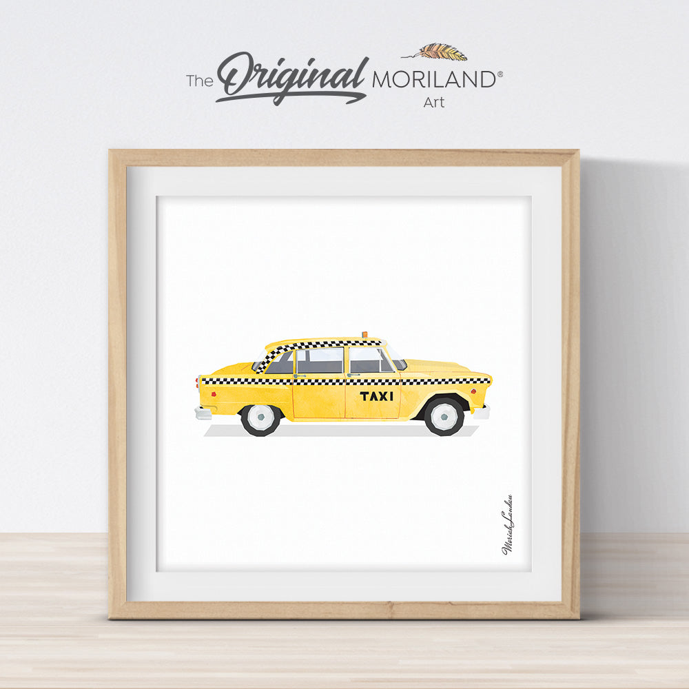 Vintage Yellow NYC Taxi Cab Print - Printable Art