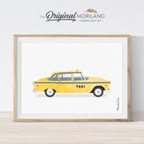 Vintage Yellow NYC Taxi Cab Printable Wall Art Poster