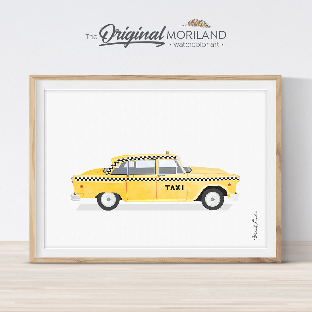 Vintage Yellow NYC Taxi Cab Printable Wall Art Poster