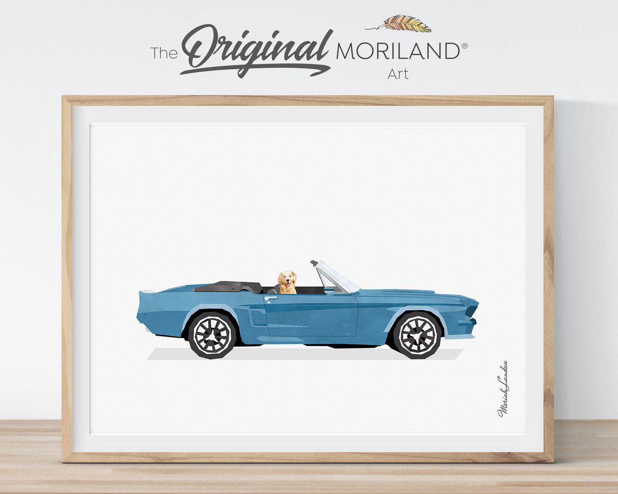 Pets & Classic Cars Art Prints - Printable Set of 6 - LAND142