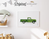 Green Old Pickup Truck Print - Printable Art