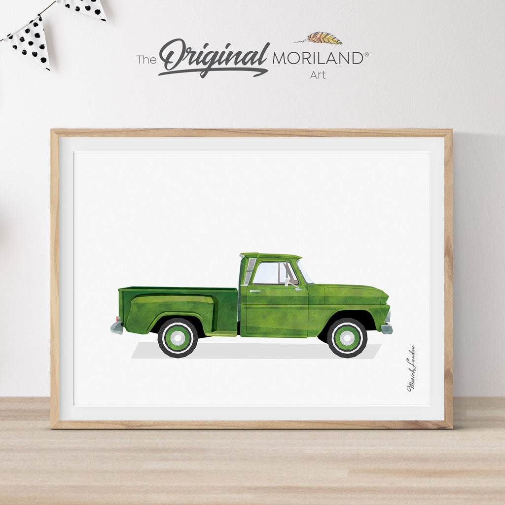 1964 Chevrolet c10 deluxe pickup truck green wall art print for boy nursery decor