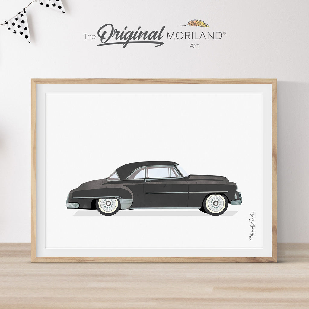 1952 Chevrolet deluxe black Print wall art for room decor by MORILAND