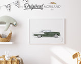 Dark Green & White Classic 50's Car Print - Printable Art