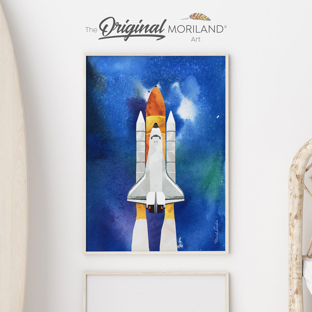 Space Shuttle Outer Space Fine Art Paper Print by MORILAND