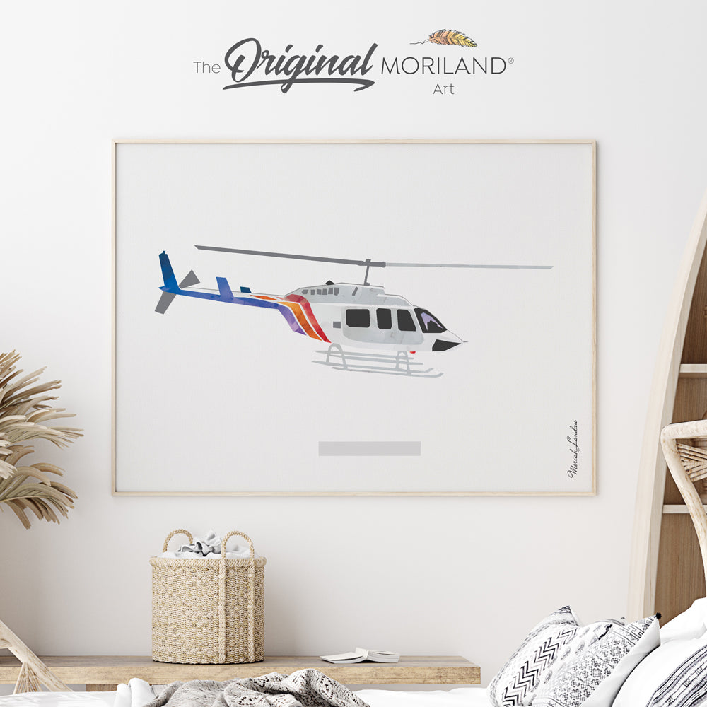 White Helicopter Fine Art Paper Print