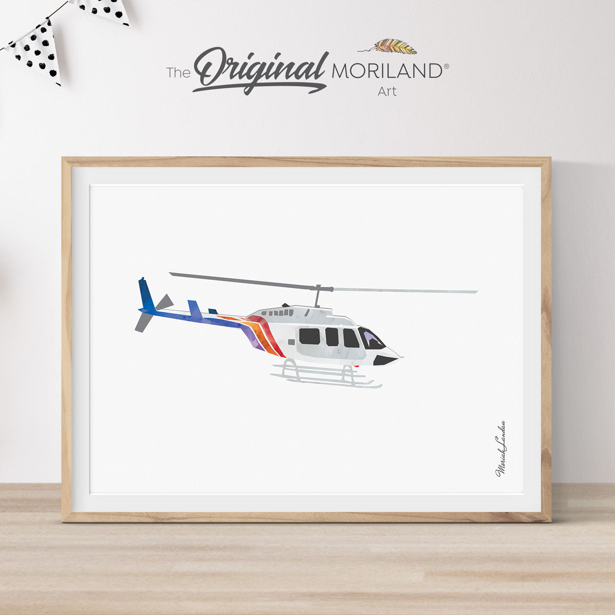 White Helicopter Print - Printable Art