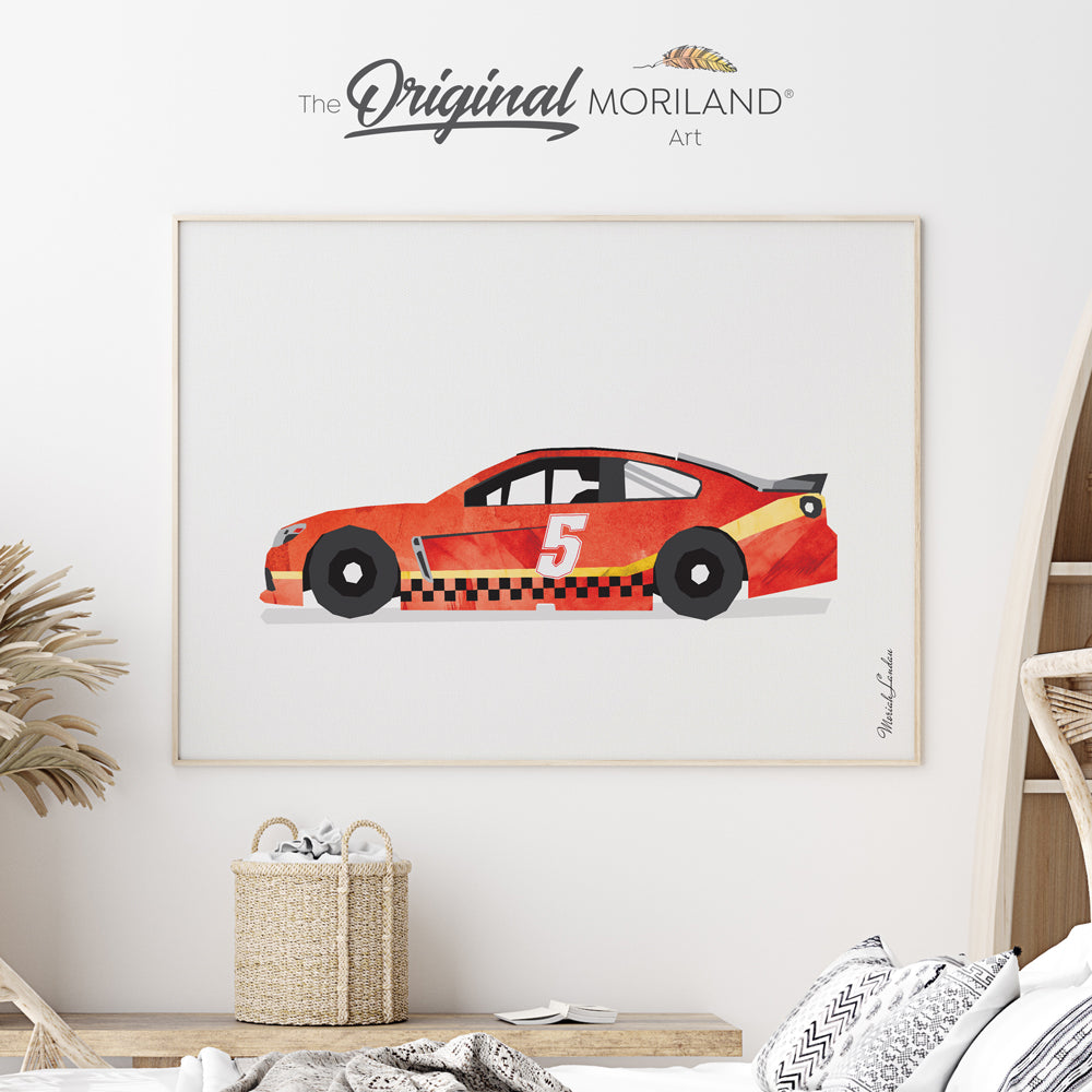 Red Racing Car Fine Art Paper Print