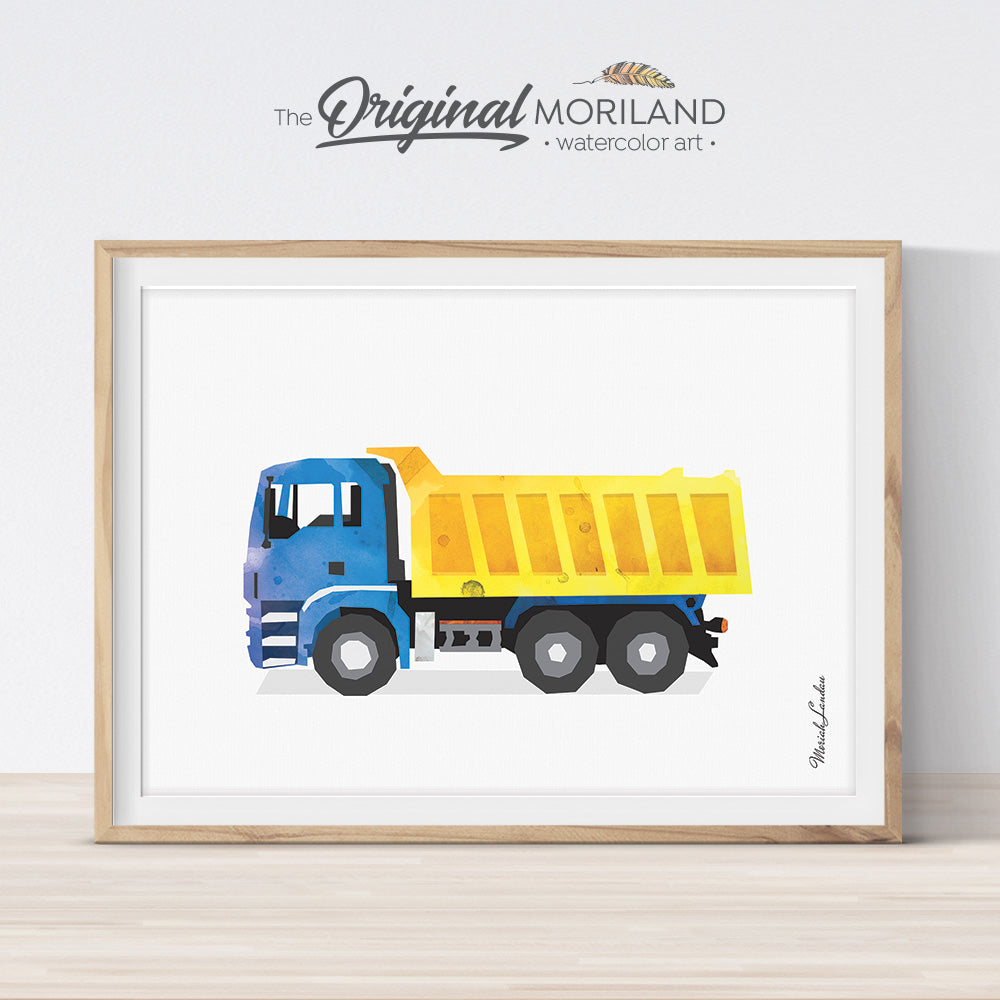 Dump Truck Art Print, Dump Truck Art, Construction Decor, Construction Truck Boys Bedroom, Truck Nursery, Transportation Decor, Printable